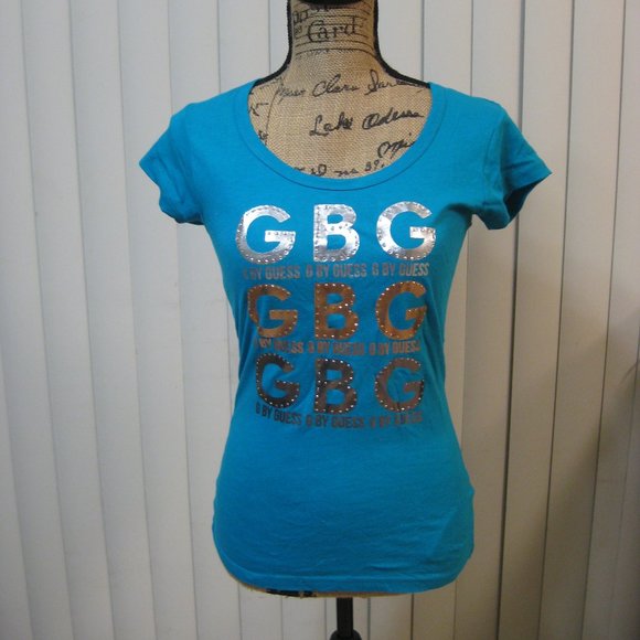 NWT Guess blue logo graphic t shirt top XS extra small - Picture 1 of 6